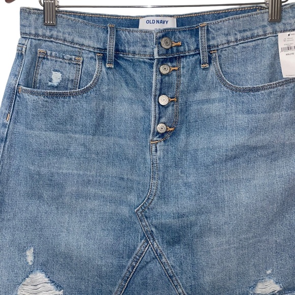 NWT Girls Old Navy High Waisted Distressed Button Up Blue Jean Skirt Sz XXL 16 - Picture 6 of 6